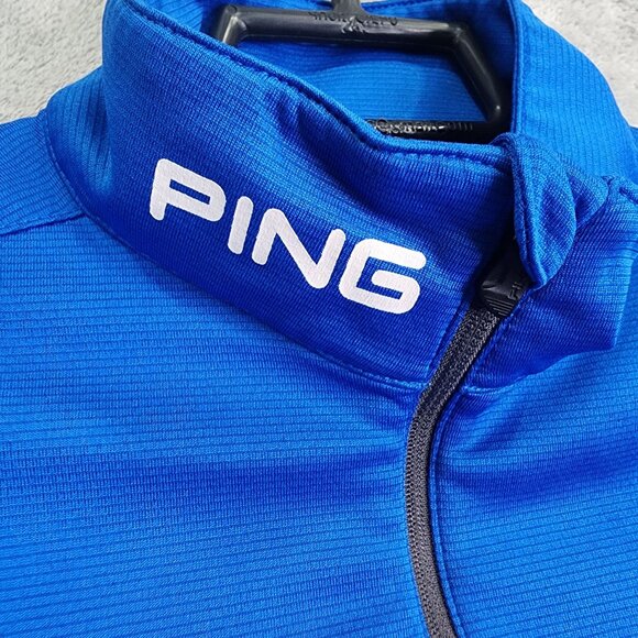Womens Ping Blue Pullover Golf Shirt 1/4 Zip Long Sleeve Mock Neck Size M - Picture 8 of 10